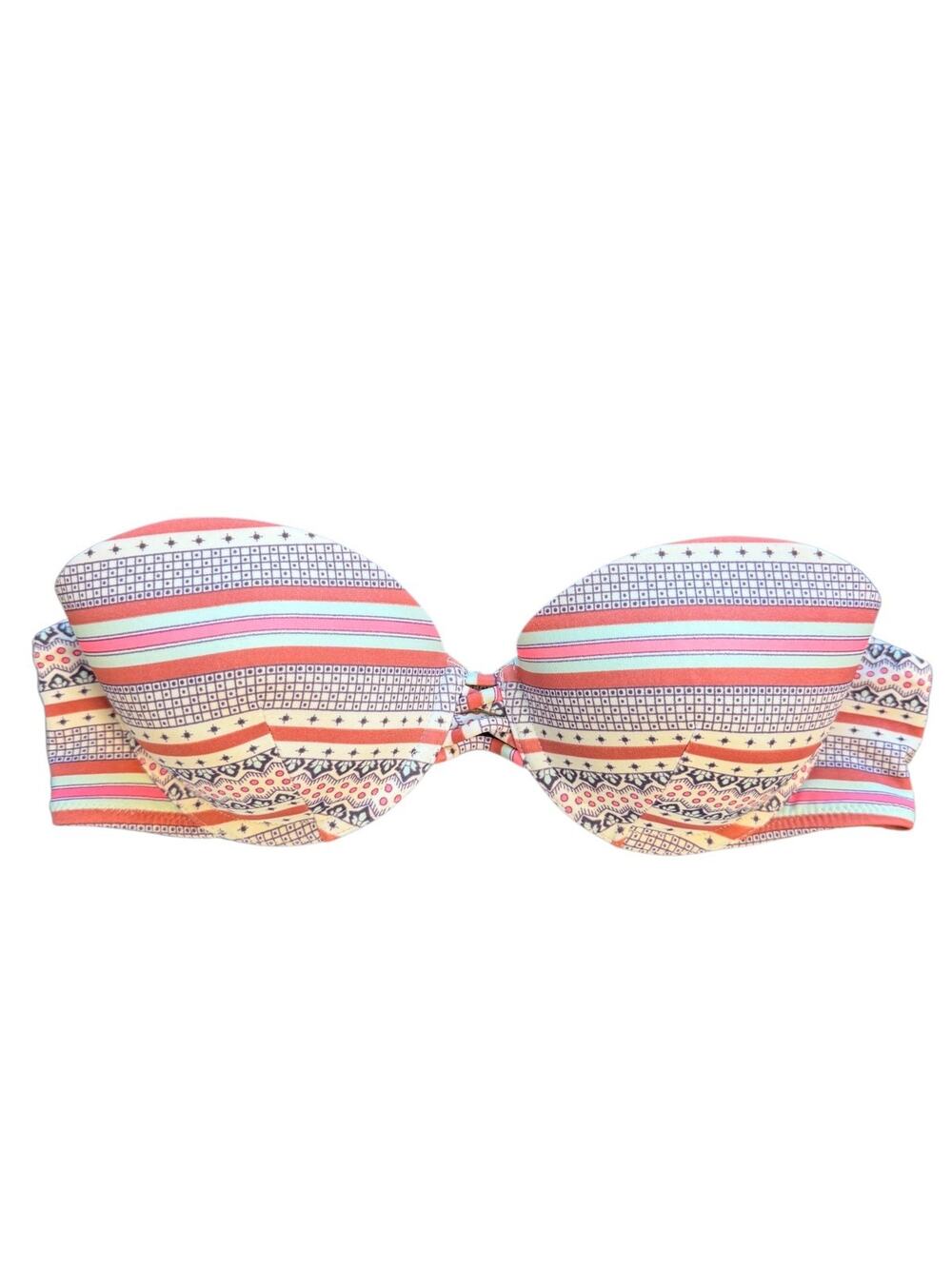 Victoria's Secret The Beach Bandeau Bikini Swim Top 34B Boho Stripe Print
